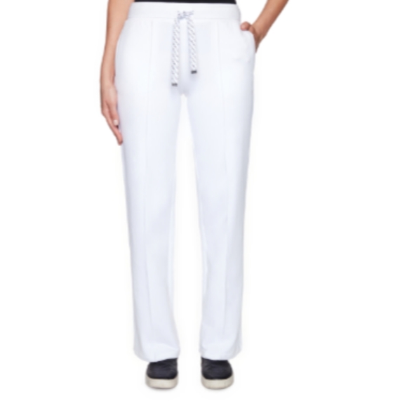 Ruby Rd Women Limelight White Hand Pocket Drawstring Athleisure Sweatpants Pants - Picture 2 of 5